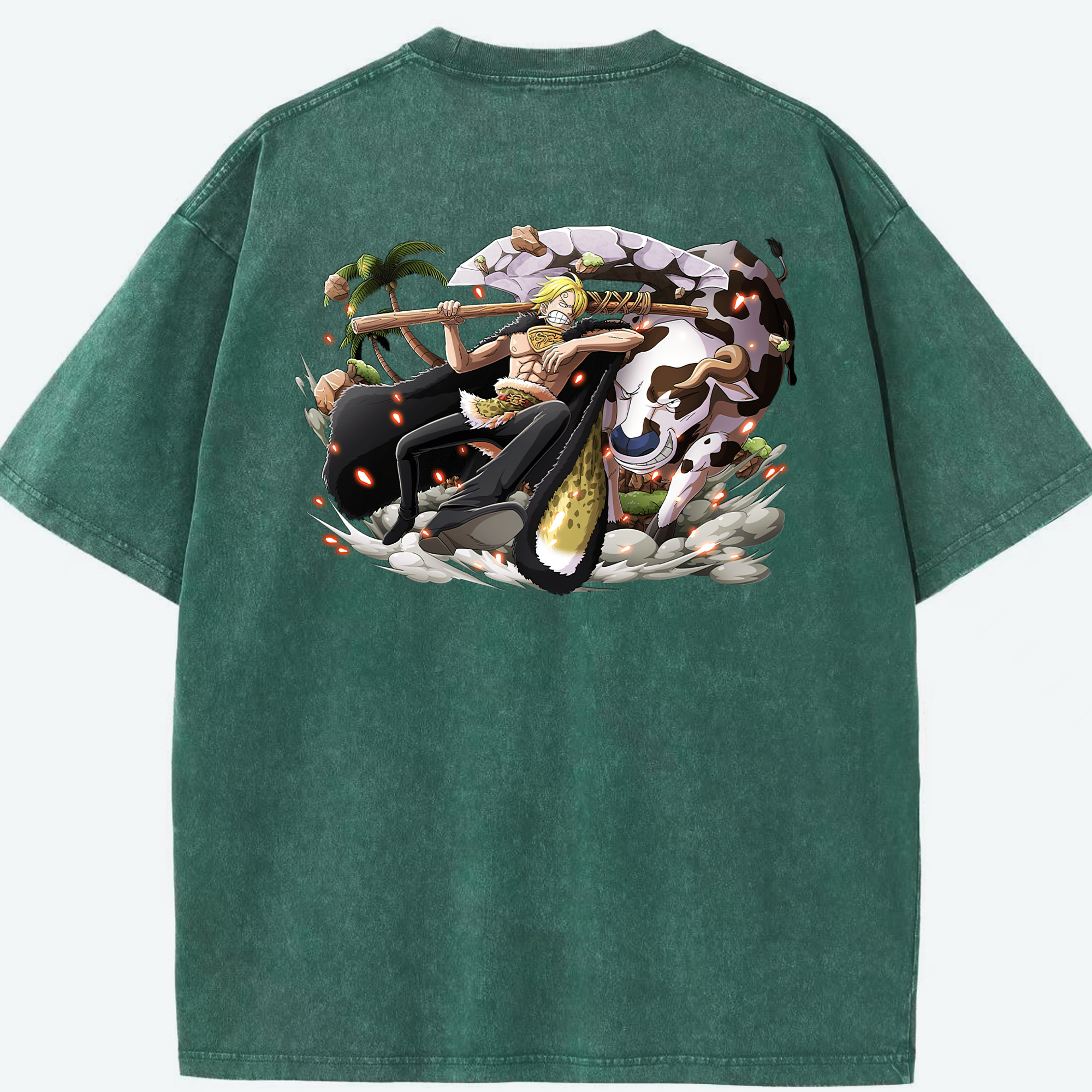 ワンピース サンジ ONE PIECE Sanji 綿100% ヴィンテージ風 半袖Tシャツ（背面プリント）